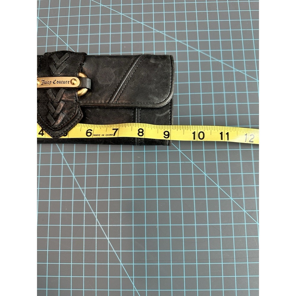 Juicy Couture Clutch Wallet in Slate Gold Soft Distressed Leather Vintage Y2K - Picture 11 of 12